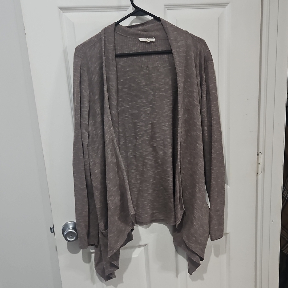 Eileen Fisher Taupe Open Front Linen Blend Cardigan Size Large‎